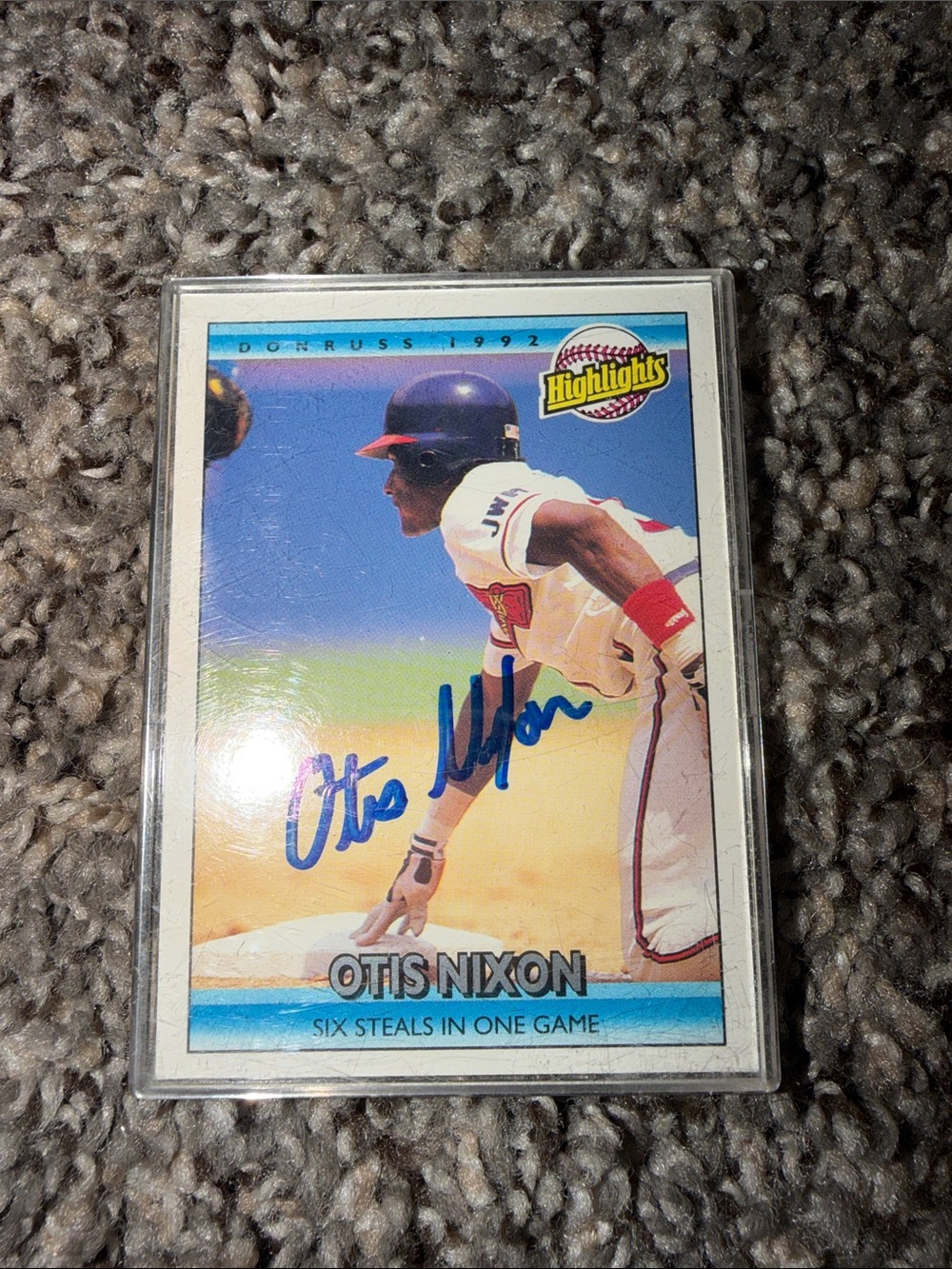 Autographed Otis Nixon Baseball Card - Blue Signature Accent